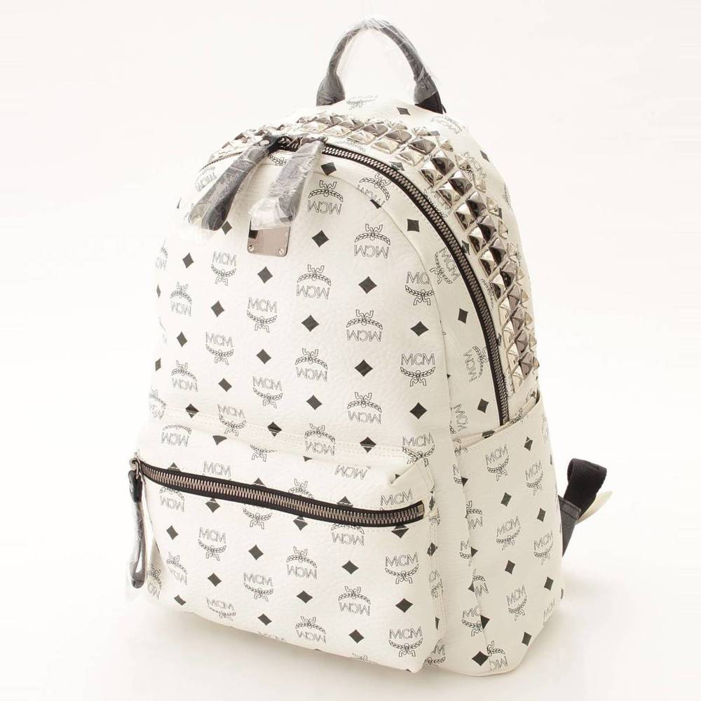 Mcm Backpack Logogram White Studded Rucksack - image 2